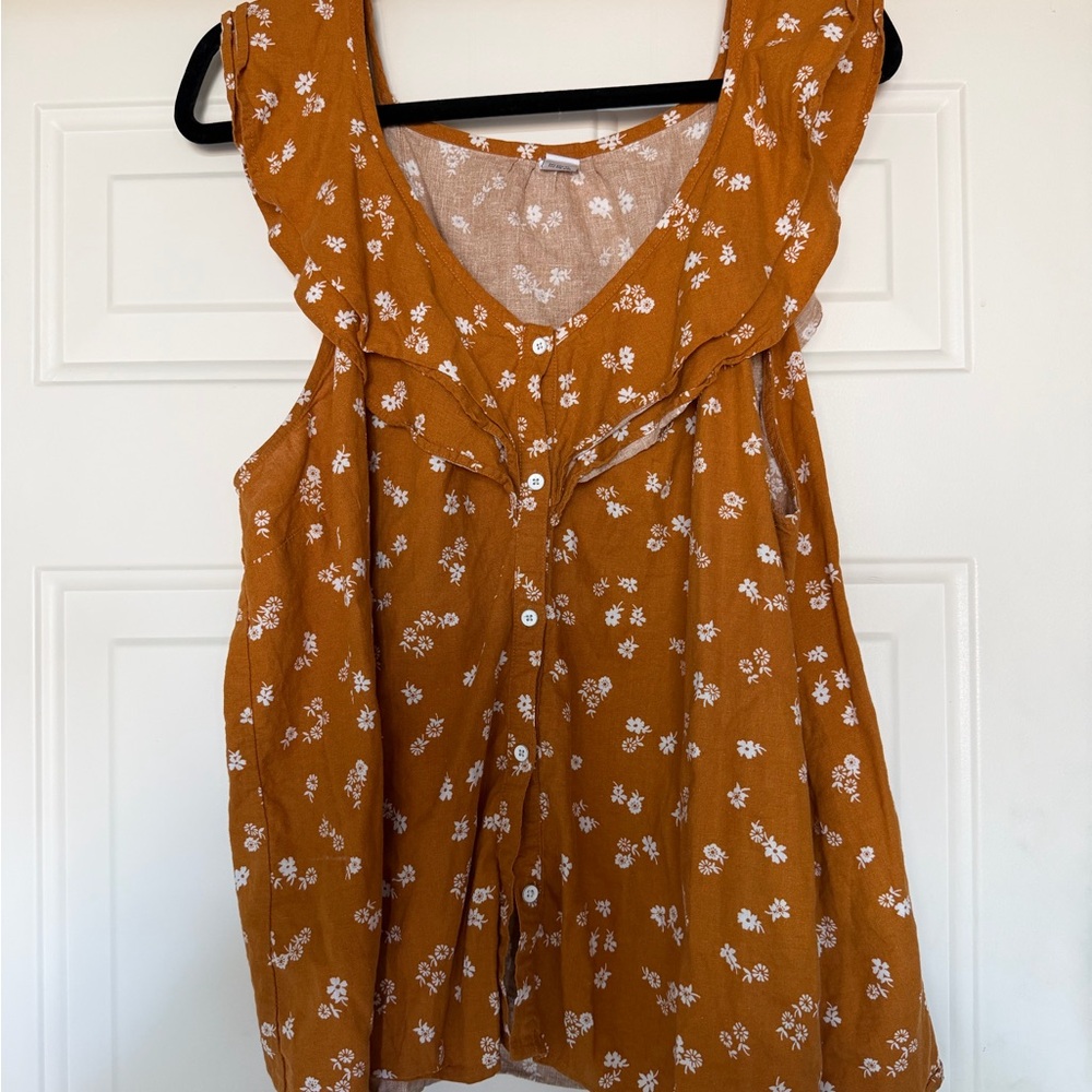 Old Navy Mustard Floral Blouse